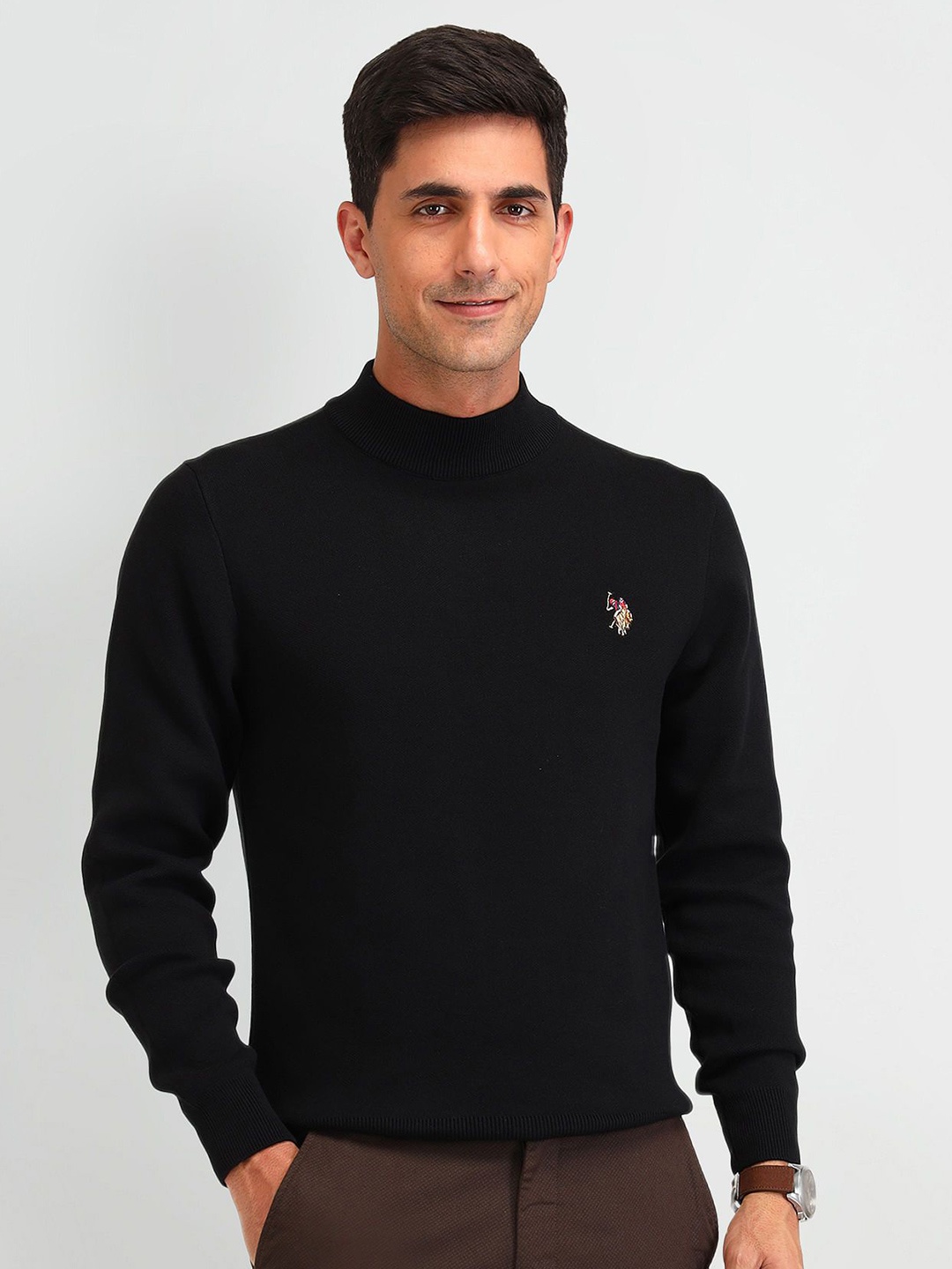 

U.S. Polo Assn. Denim Co. Men Round Neck Longline Pullover Sweater, Black