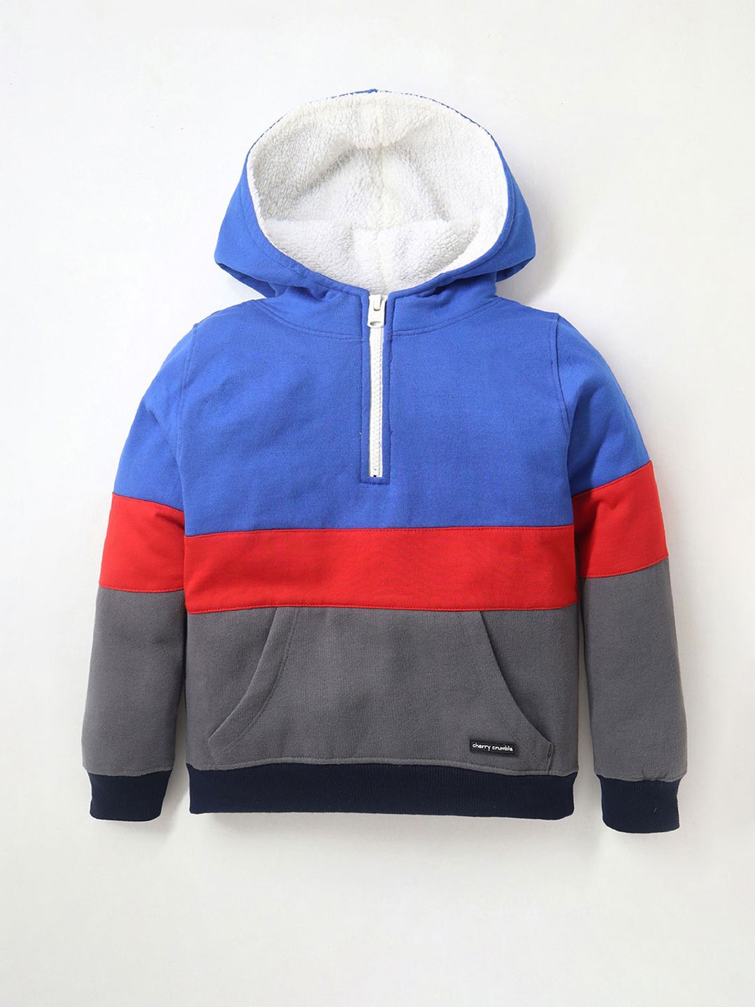 

Cherry Crumble Kids Colourblocked Hooded Sweatshirt, Blue