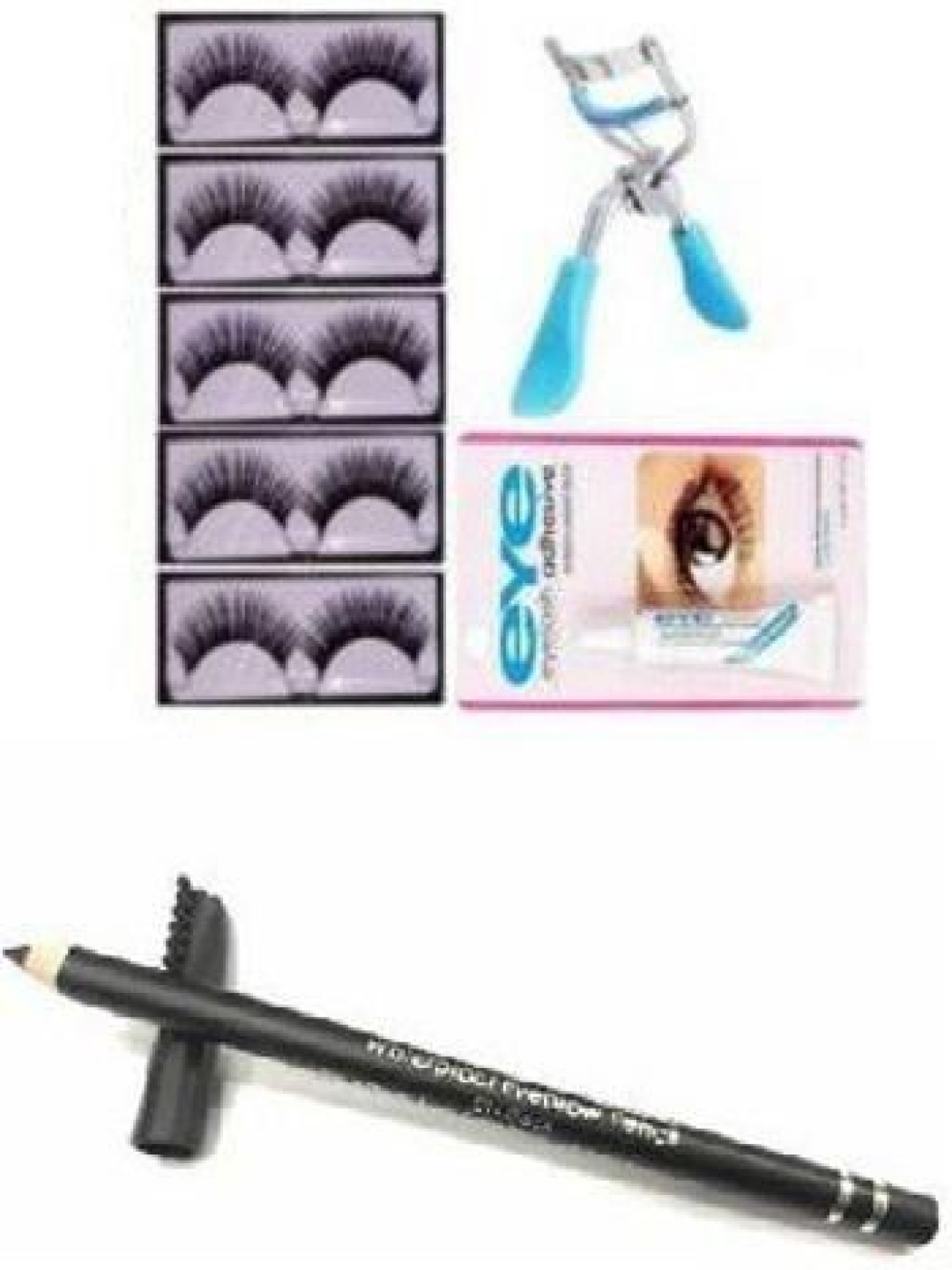 

Lenon Set Of 8 Eyelashes, Curler, Eyelash Glue & Eyebrow Pencil, Blue