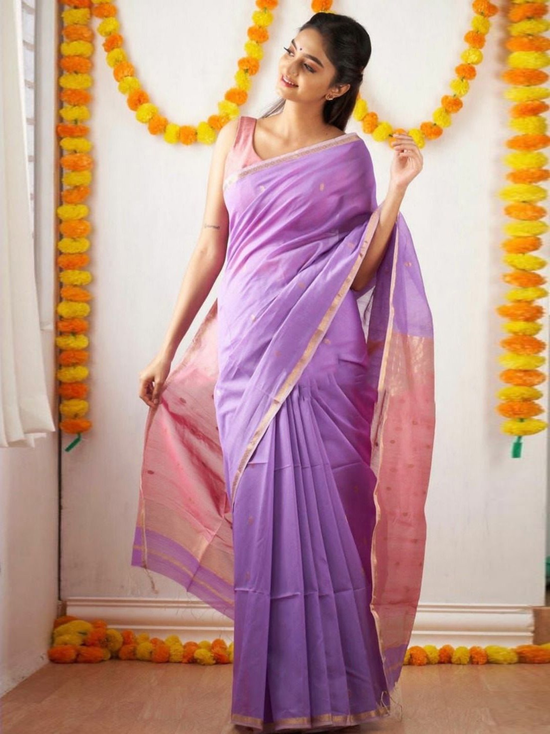 

Anouk Solid Woven Design Saree, Lavender