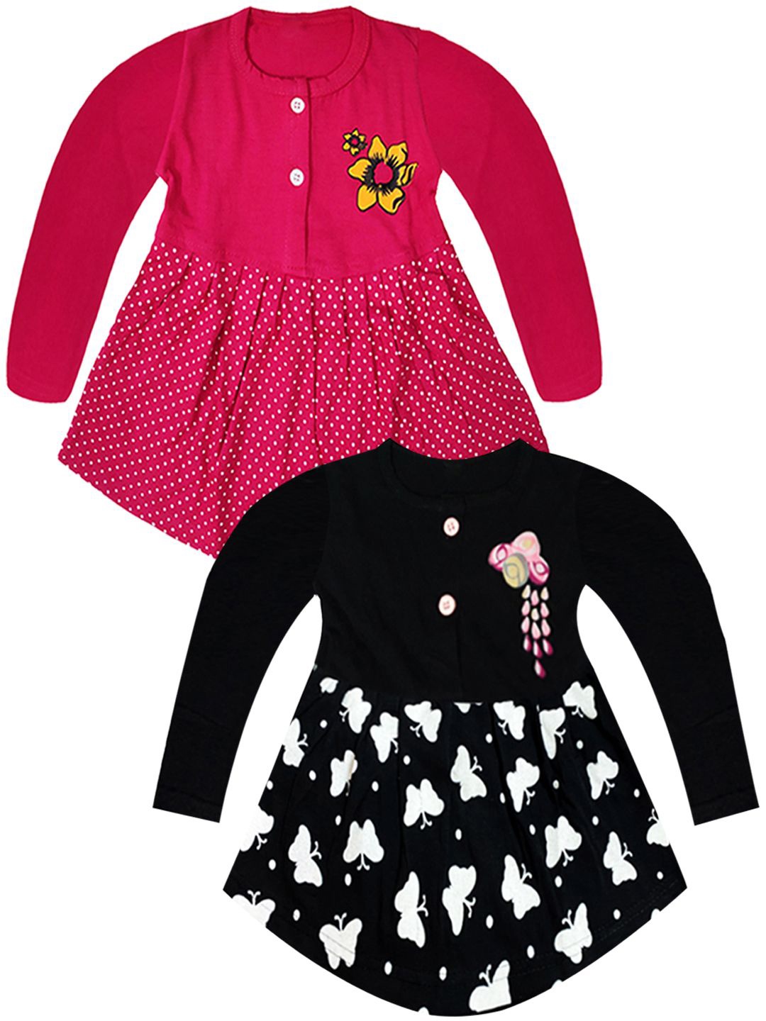

KidzzCart Pack of 2 Polka Dot Print Fit & Flare Dress, Multi