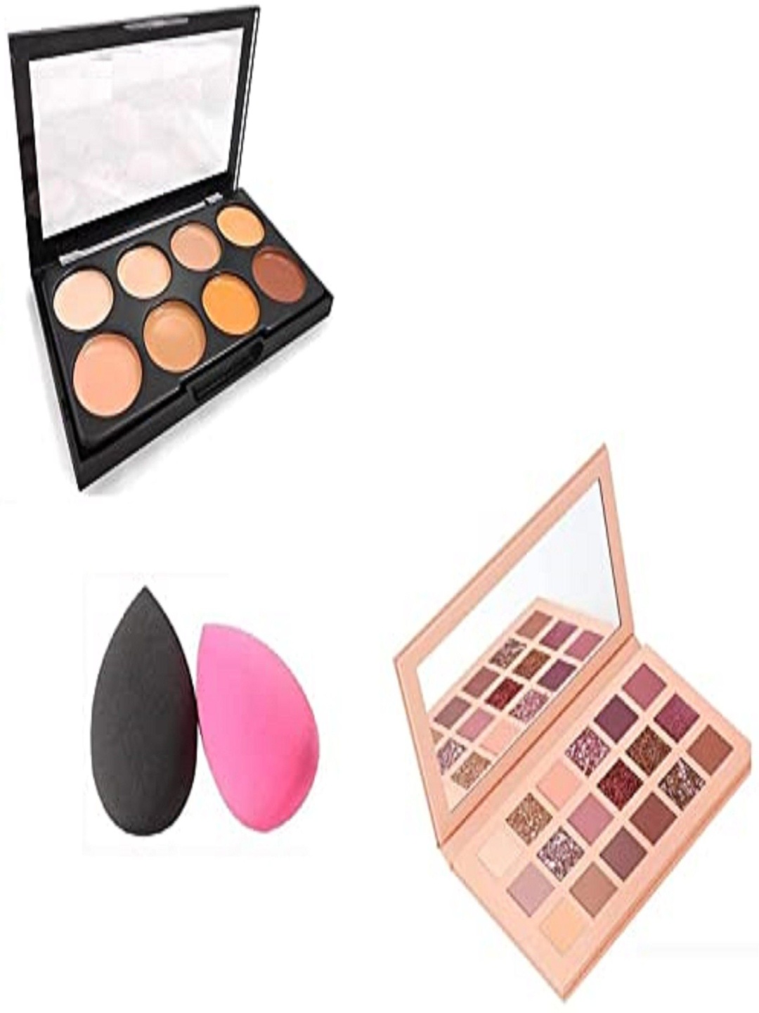 

Lenon Set Of 4 Eyeshadow Palette, 8 Color Contour Palette & Makeup Puff, Pink
