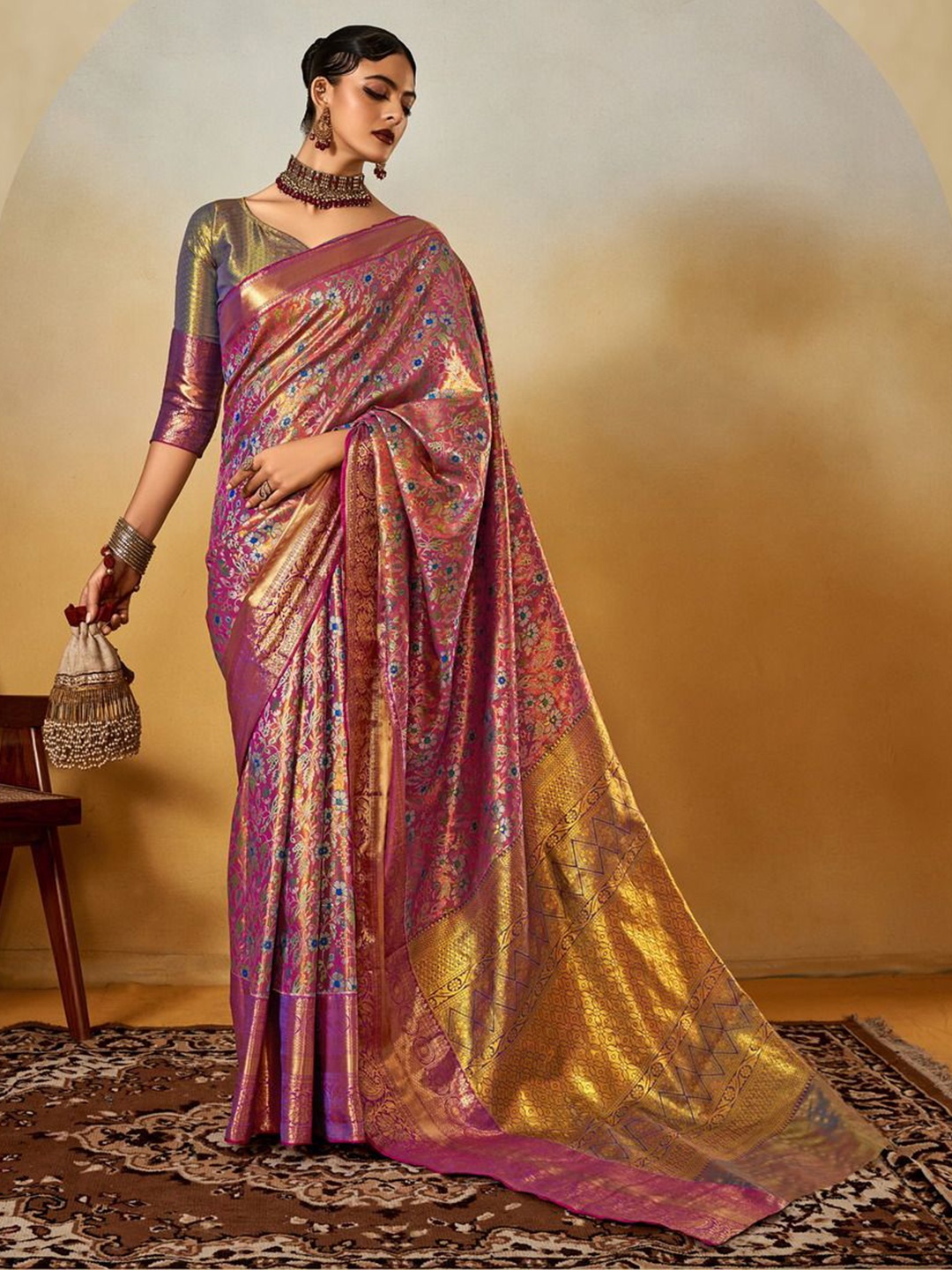 

Anouk Woven Design Zari Banarasi Saree, Purple