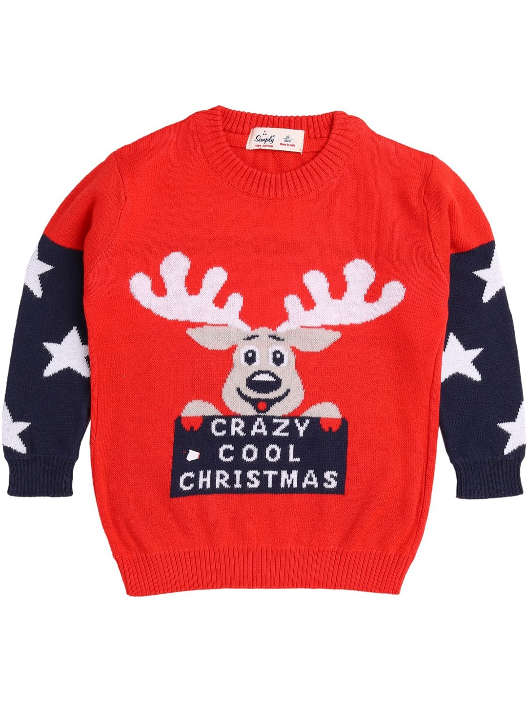 

Simply Boys Cotton Self Design Pullover, Red