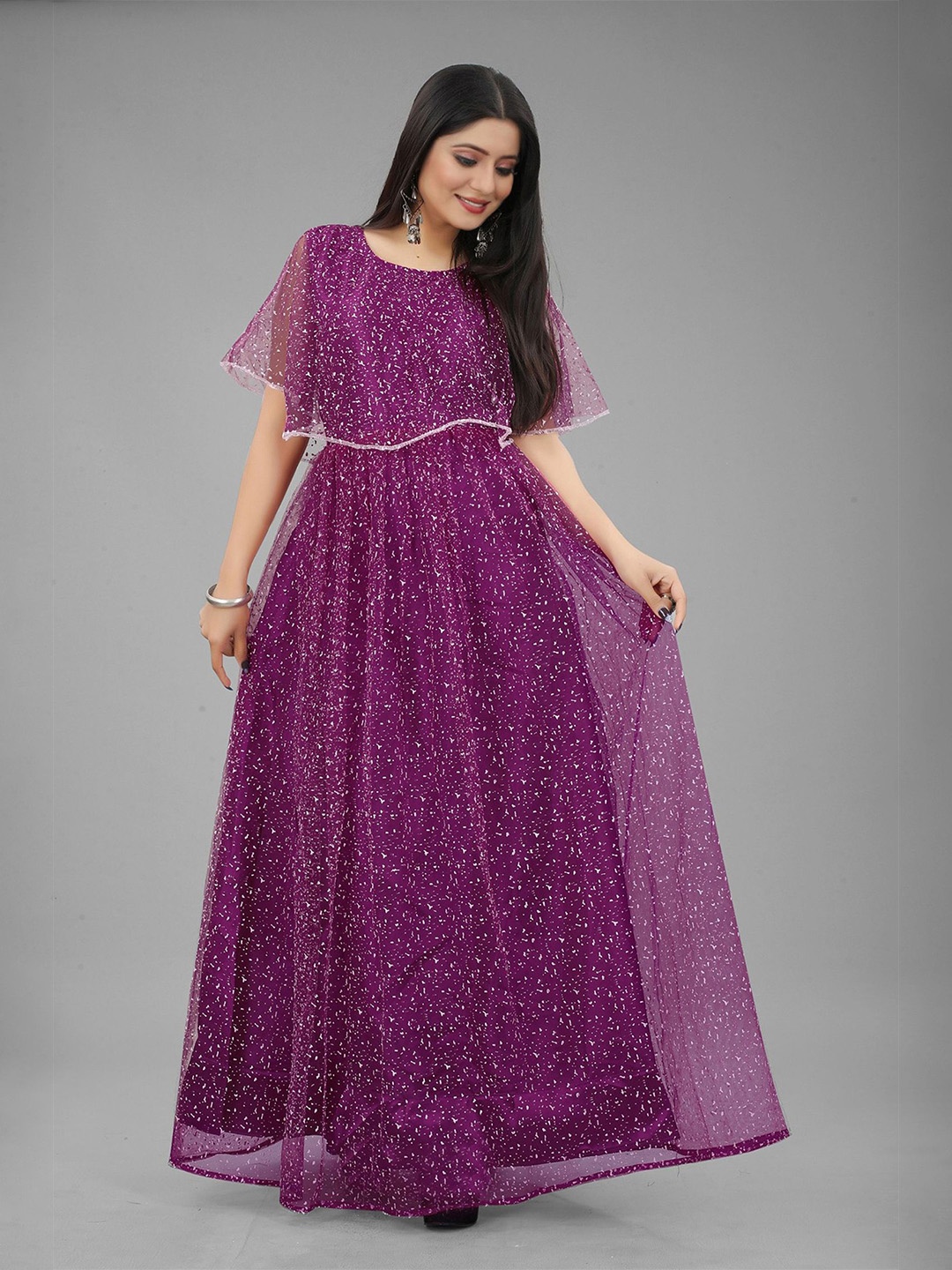 

A TO Z CART Women Embellished Gown Maxi Dress, Purple