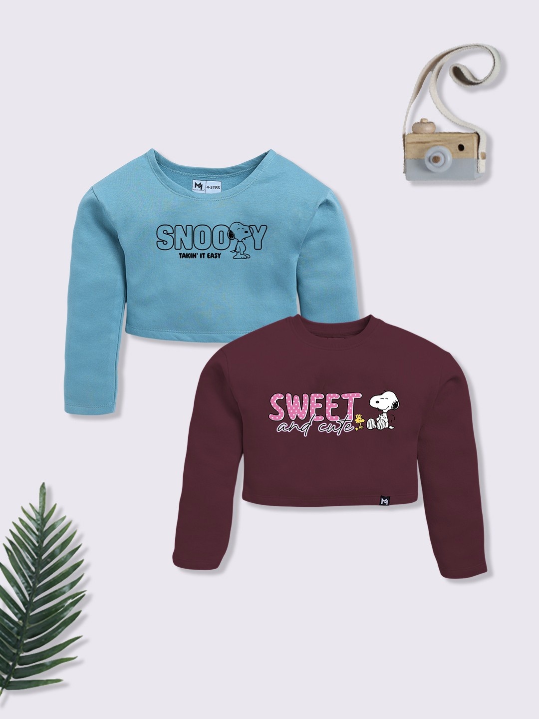 

YK X Minute Mirth Girls Set of 2 Printed Crop Sweatshirts, Assorted