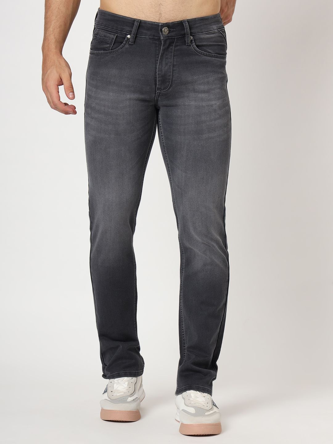 

AMSWAN Men Low-Rise Heavy Fade Stretchable Jeans, Grey
