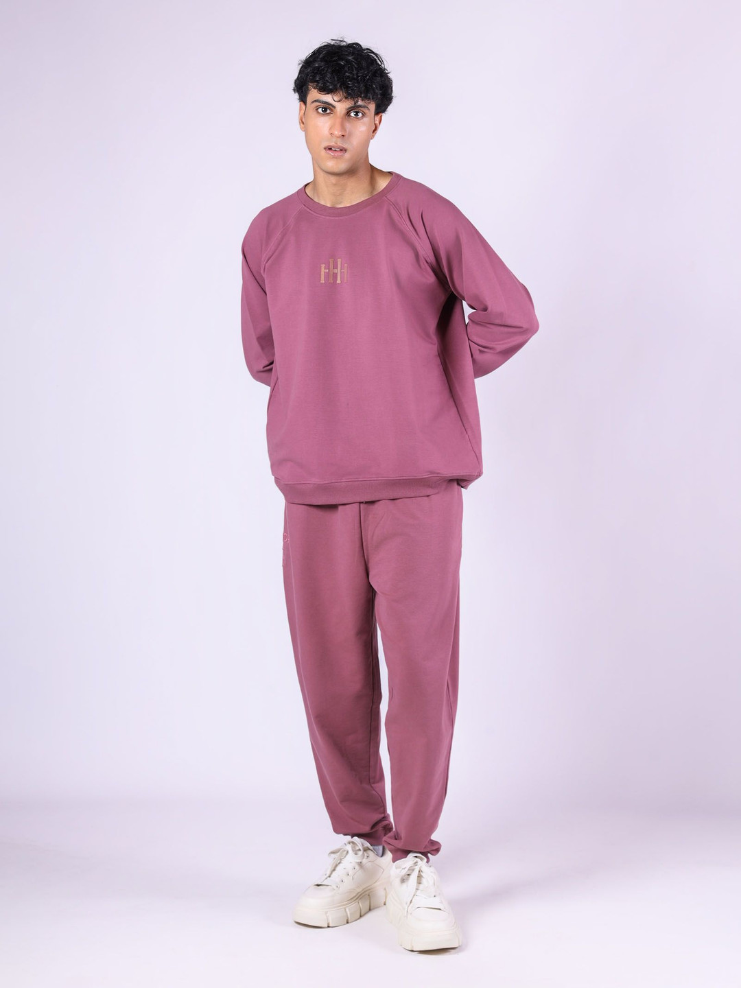 

HOP HEAD Round Neck Pure Cotton Sweatshirt With Joggers, Mauve