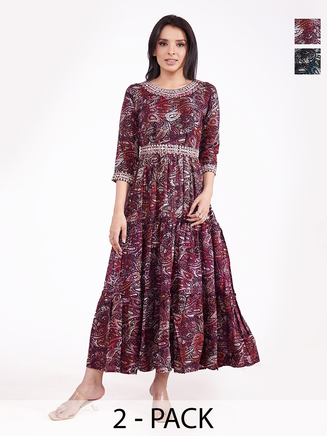 

FREYAA Floral A-Line Midi Dress, Black