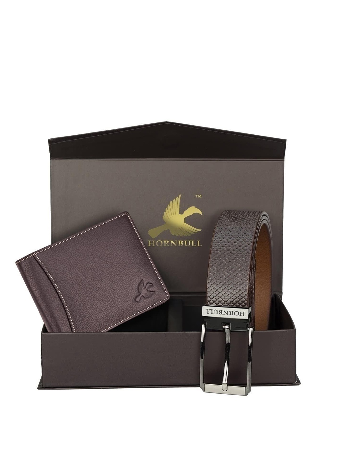 

Hornbull Men Vegas Leather RFID Protected Brown Wallet & Belt Accessory Gift Set