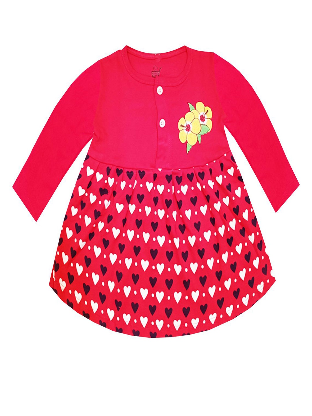 

KidzzCart Girls Printed Cotton A-Line Dress, Pink