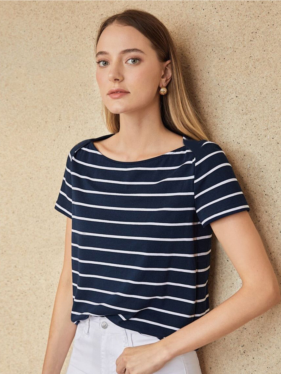 

BAESD Women Striped Top, Blue