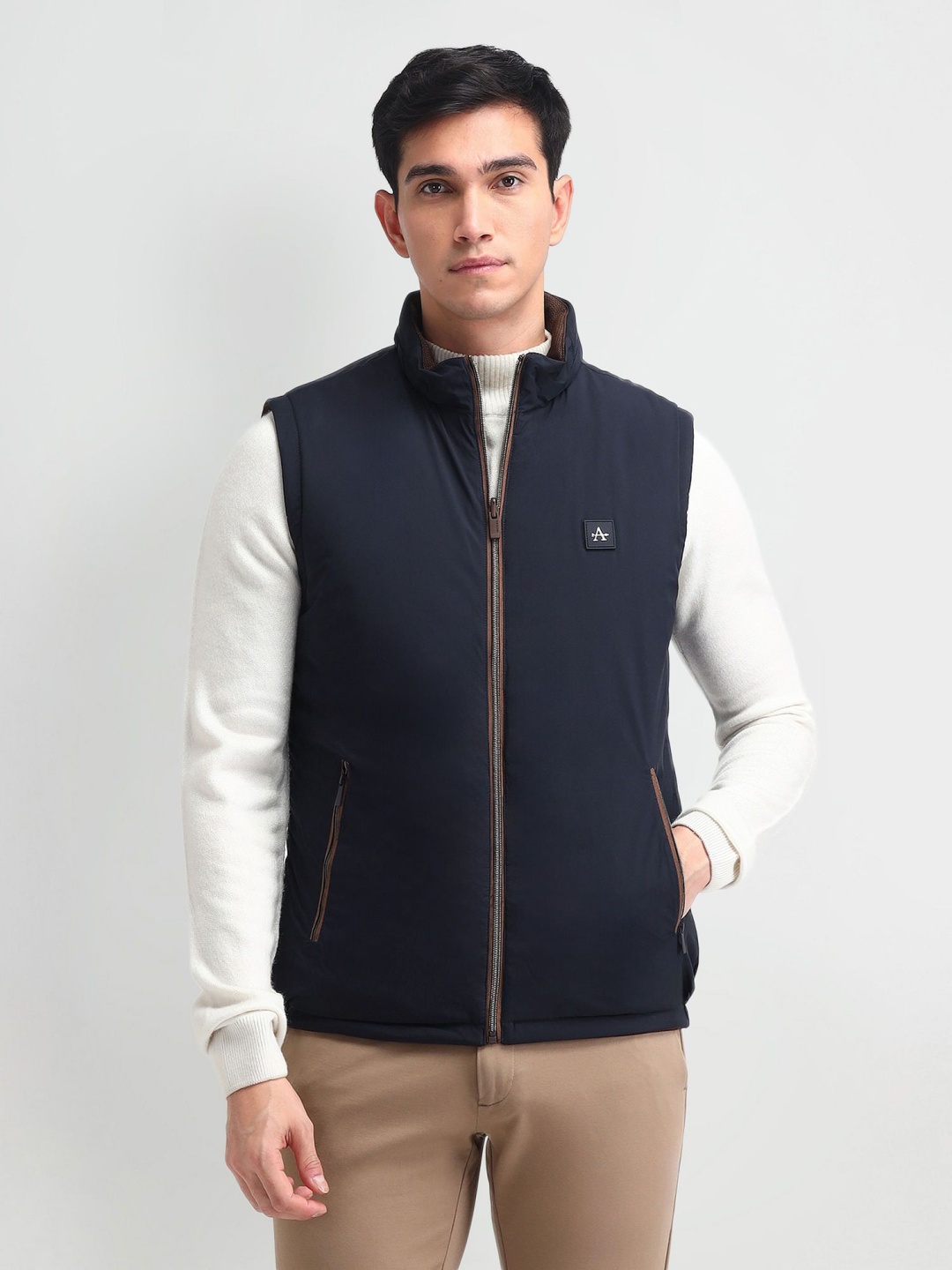 

Arrow Sport Men Solid Bomber Jacket, Navy blue