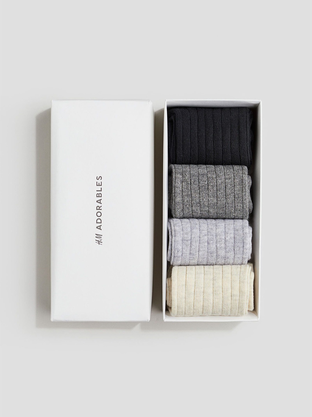 

H&M 4-Pack Rib-Knit Socks, Grey