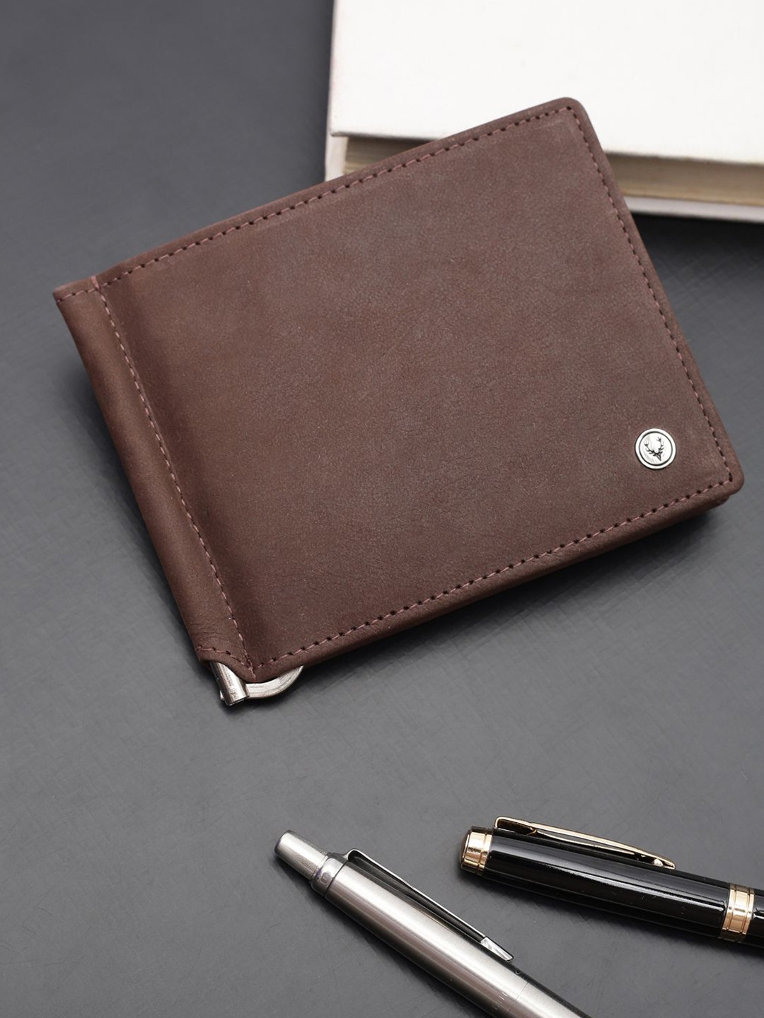 

Allen Solly Men Leather Two Fold Wallet with SIM Card Holder, Brown
