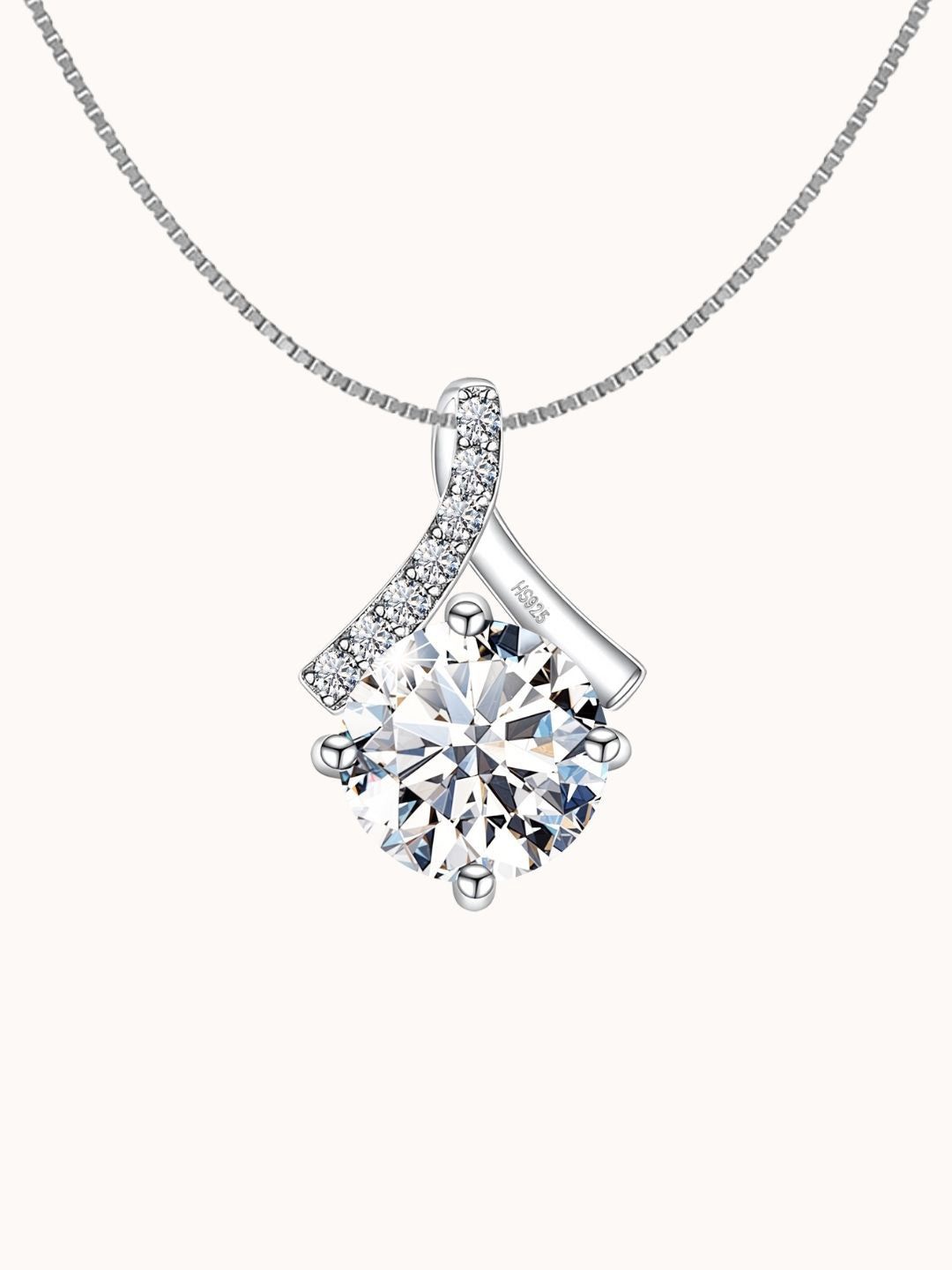 

HighSpark 92.5 Sterling Silver Cubic Zirconia Studded Classic Drop Crystal Solitaire Chain