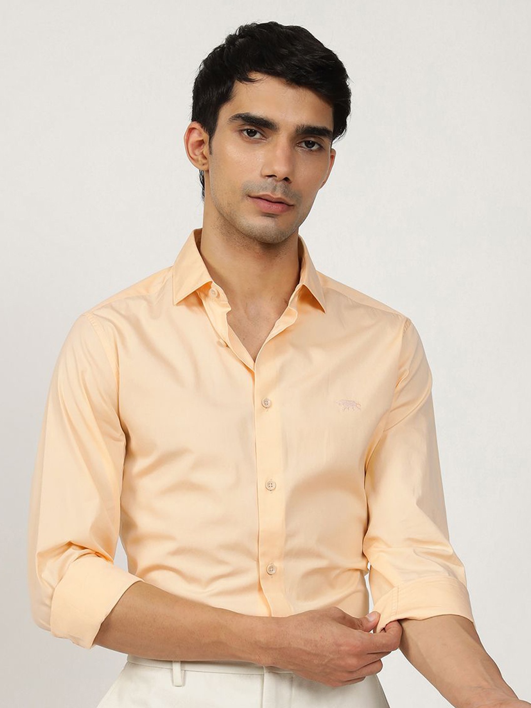 

Andamen Semi Formal Men Woven Cotton Slim Fit Shirt, Yellow