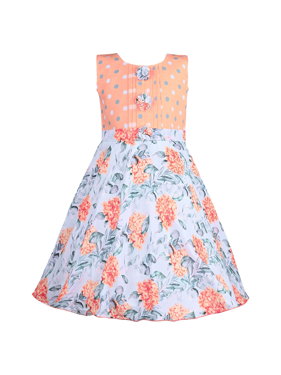 

Wish Karo Floral Print Satin Fit & Flare Dress, Peach