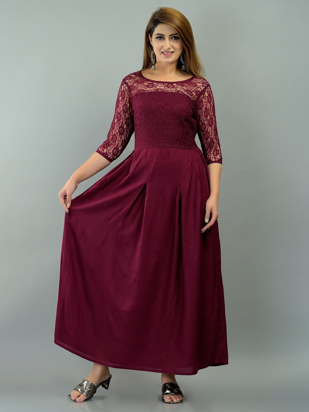 

VYMO Fit & Flare Maxi Dress, Purple