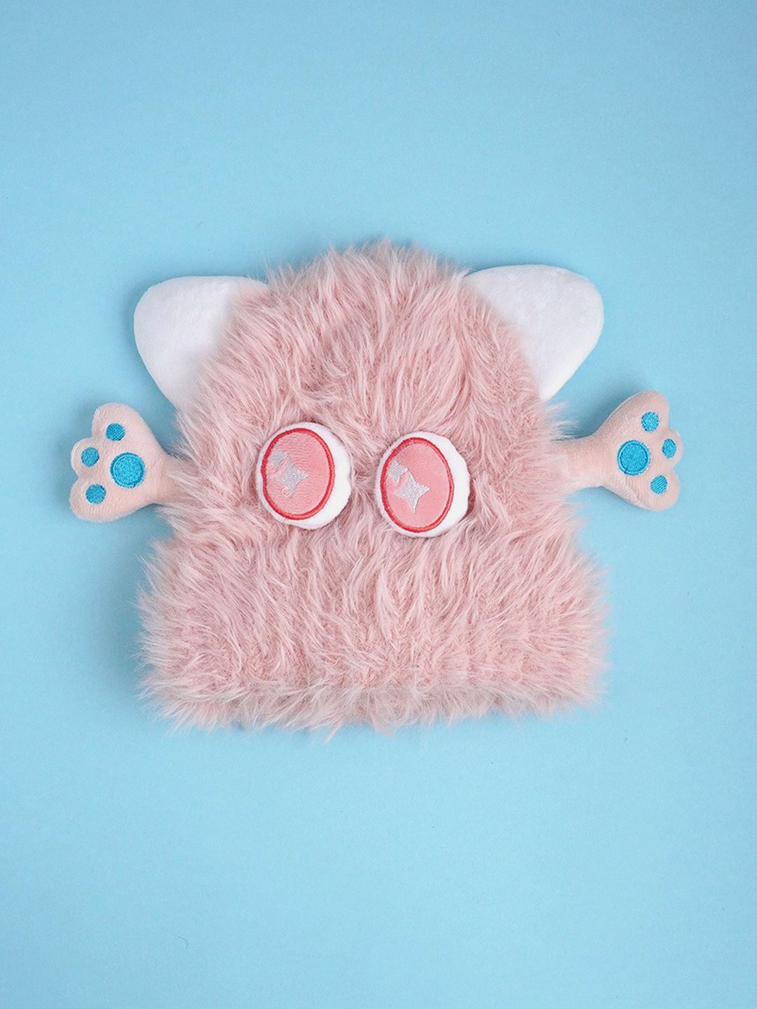 

Little Surprise Box LLP Kids Furry Monster 3D Style Winter Beanie, Pink