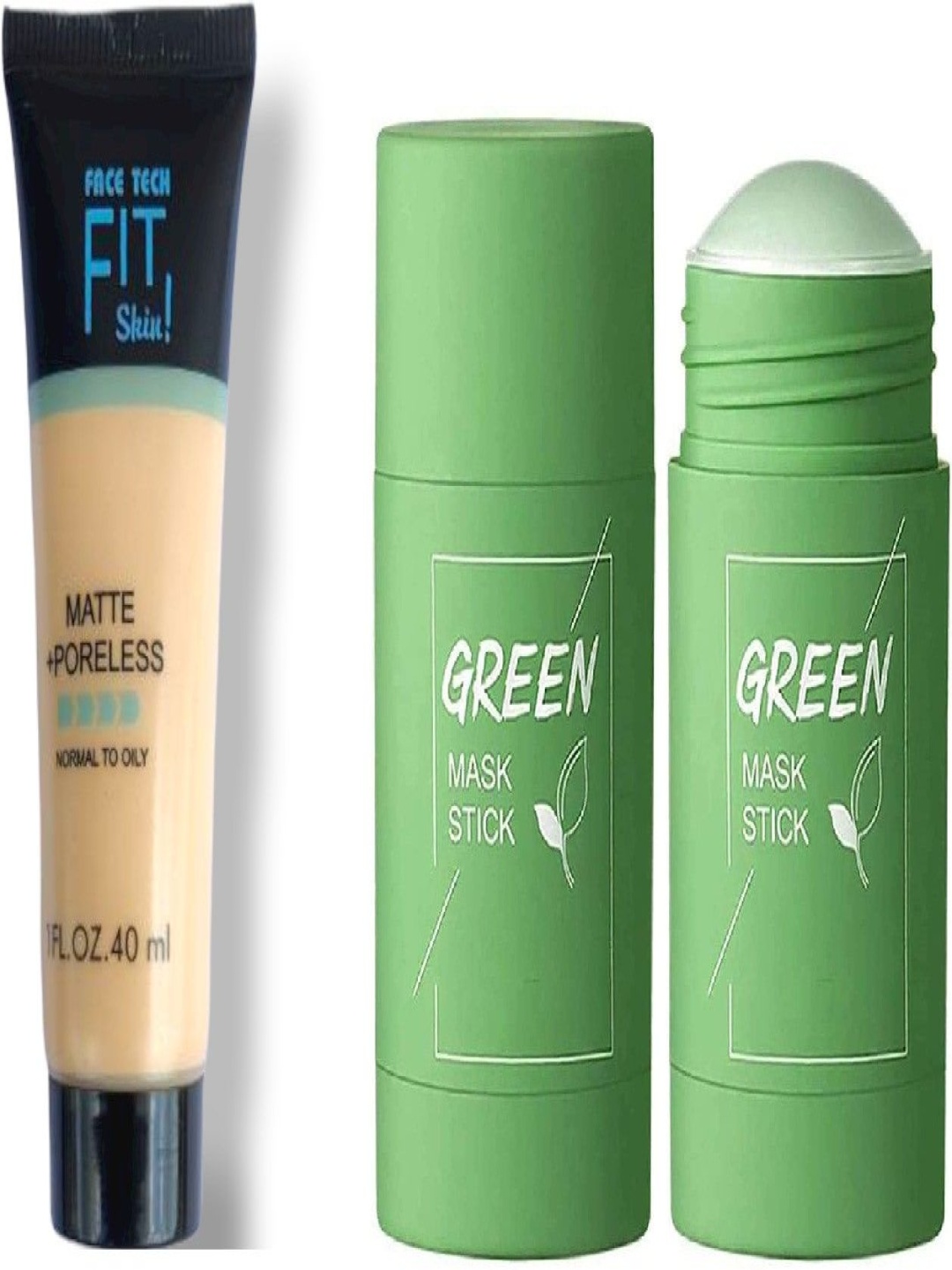 

Lenon Fit Skin Foundation - 40 ml & Green Mask Stick, Multi