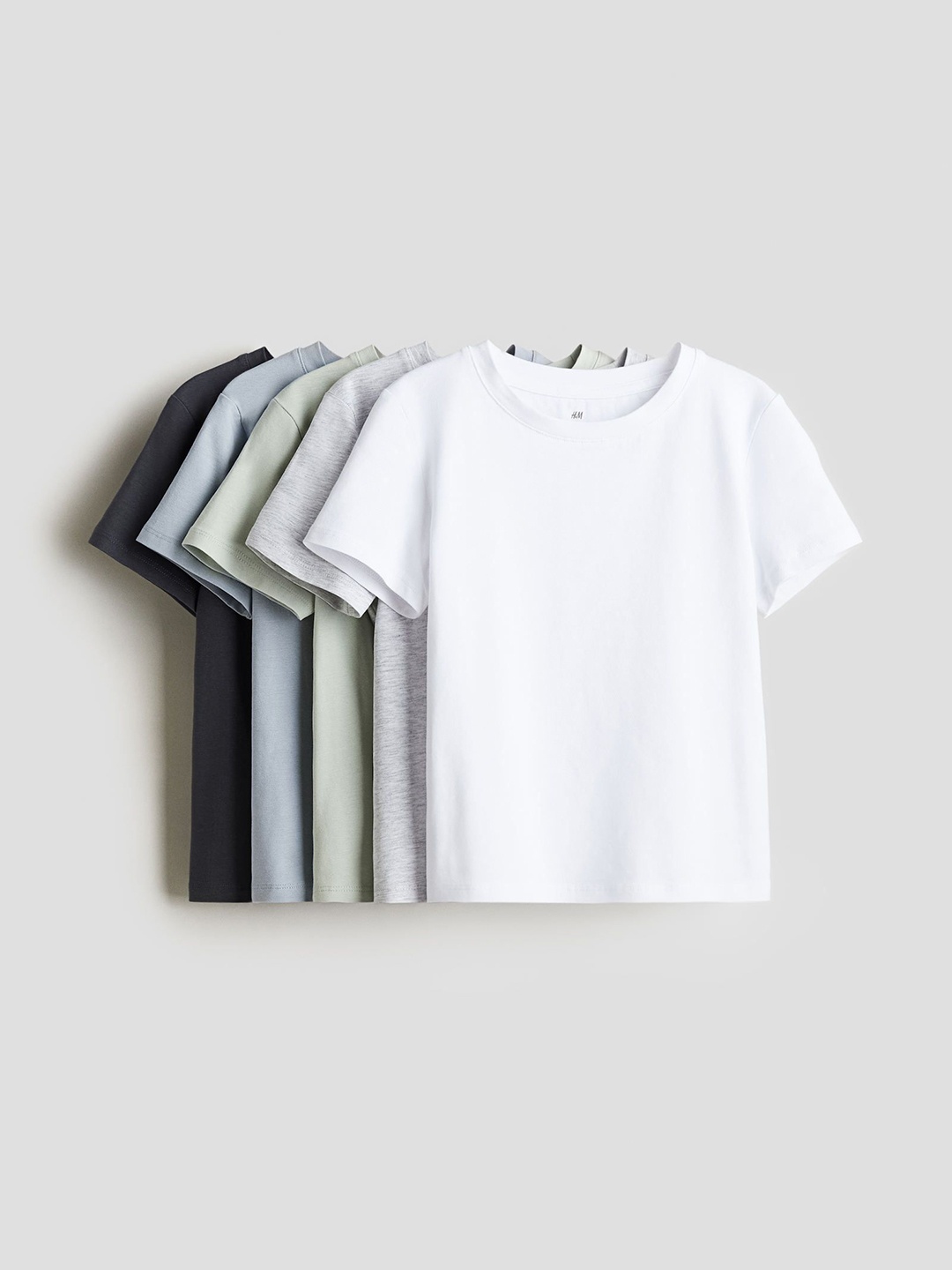 

H&M 5-Pack Cotton Jersey Tops, Grey