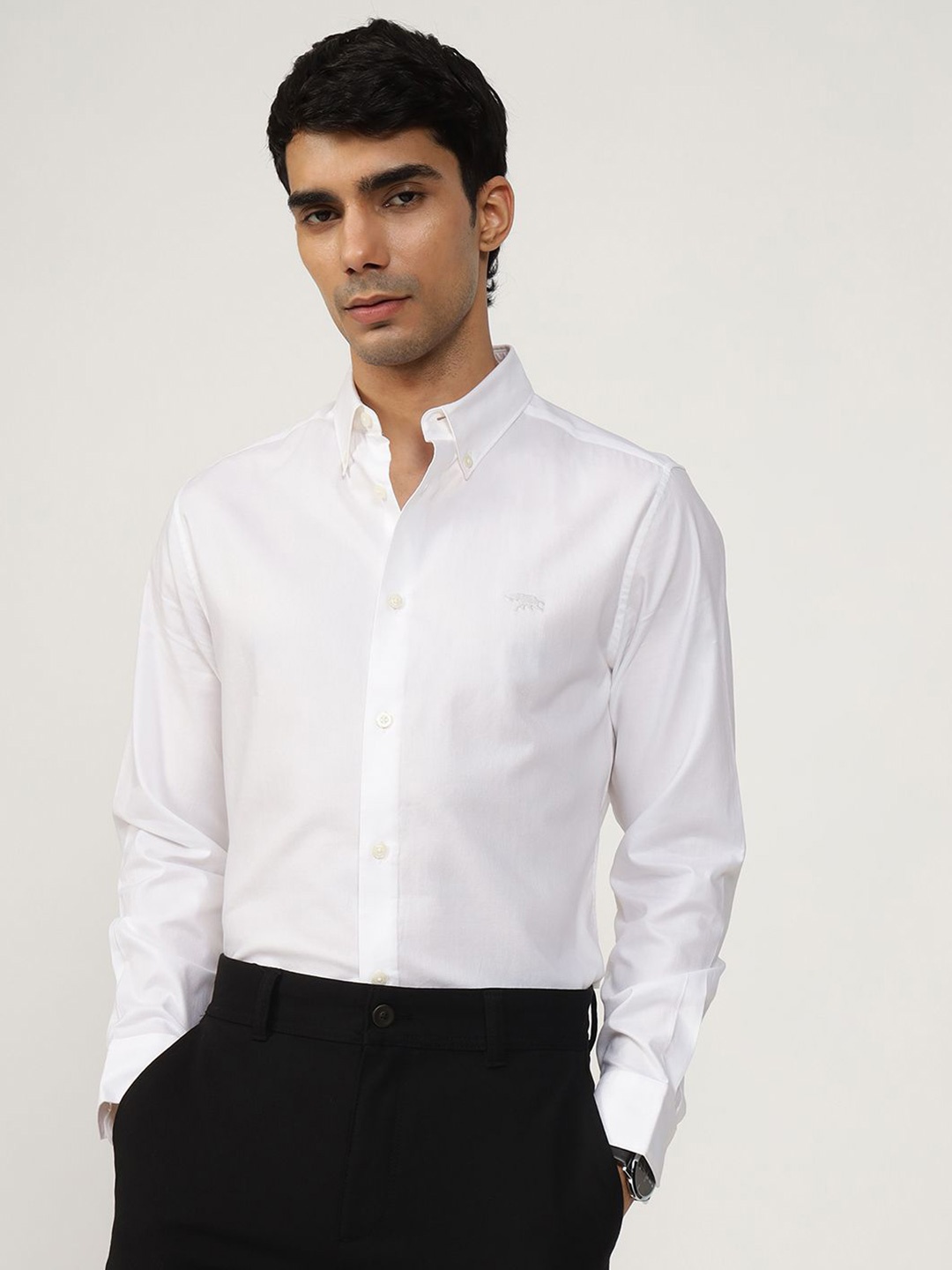 

Andamen Semi Formal Men Cotton Dobby Regular Fit Shirt, White
