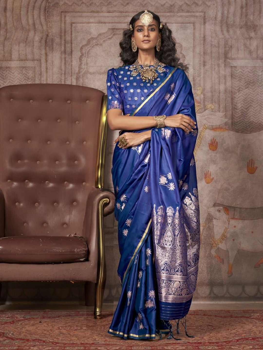 

Anouk Woven Design Zari Banarasi Saree, Blue
