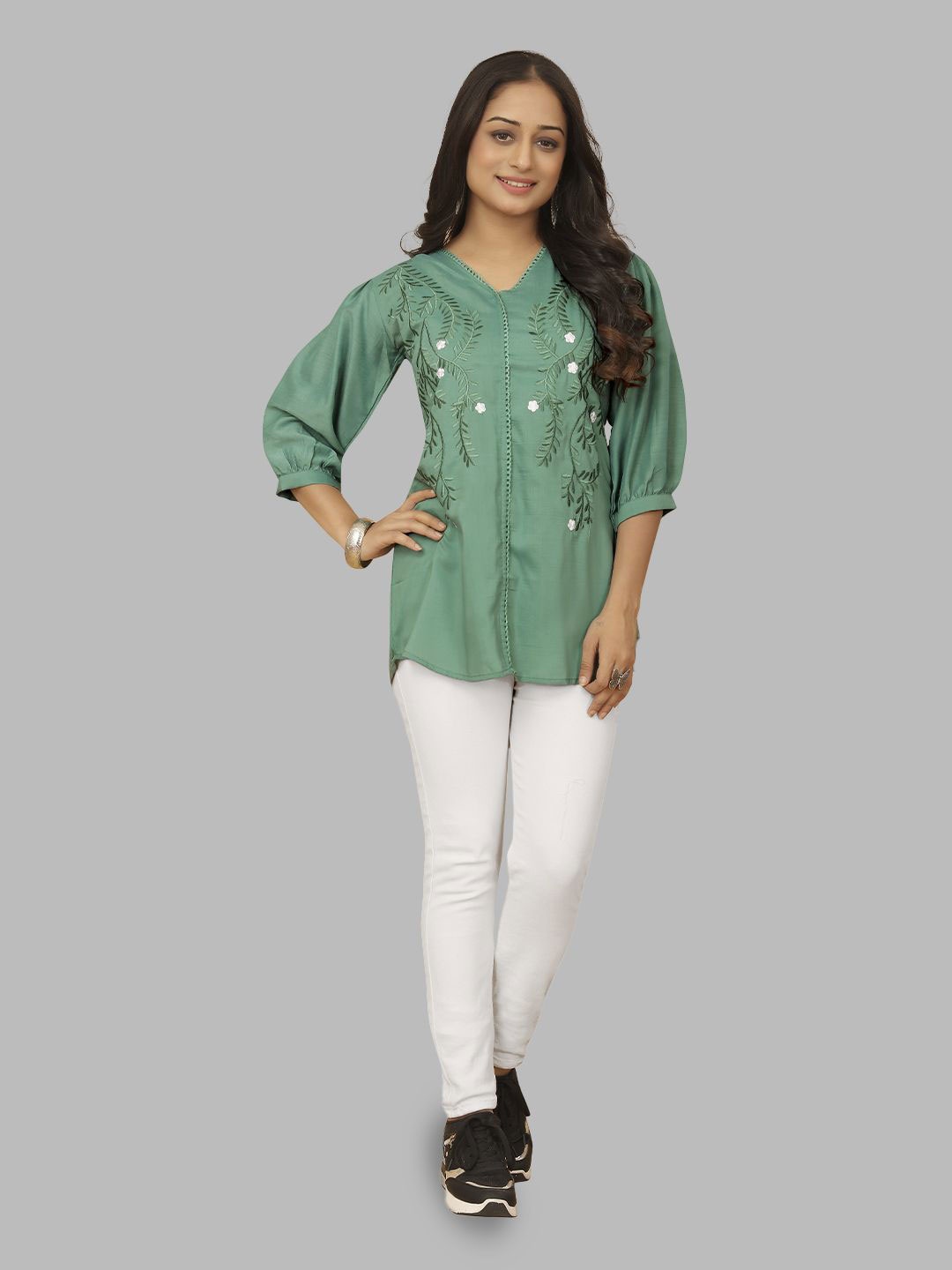 

Krimmple Embroidered Tunic, Green