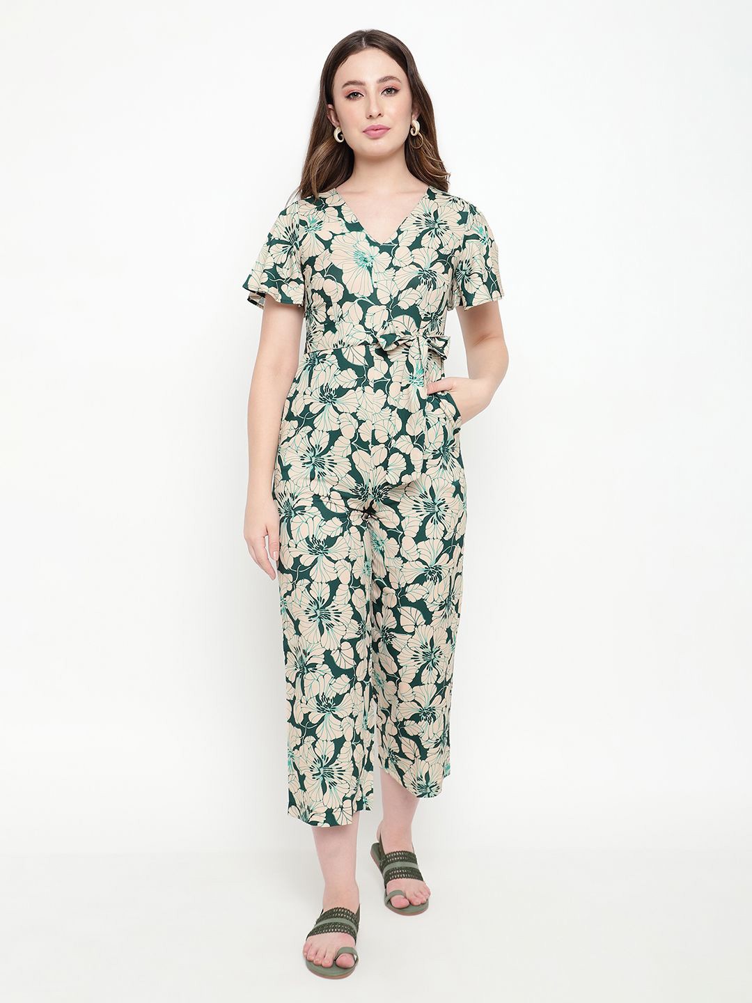 

Satrisha Women Printed Basic Jumpsuit, Green