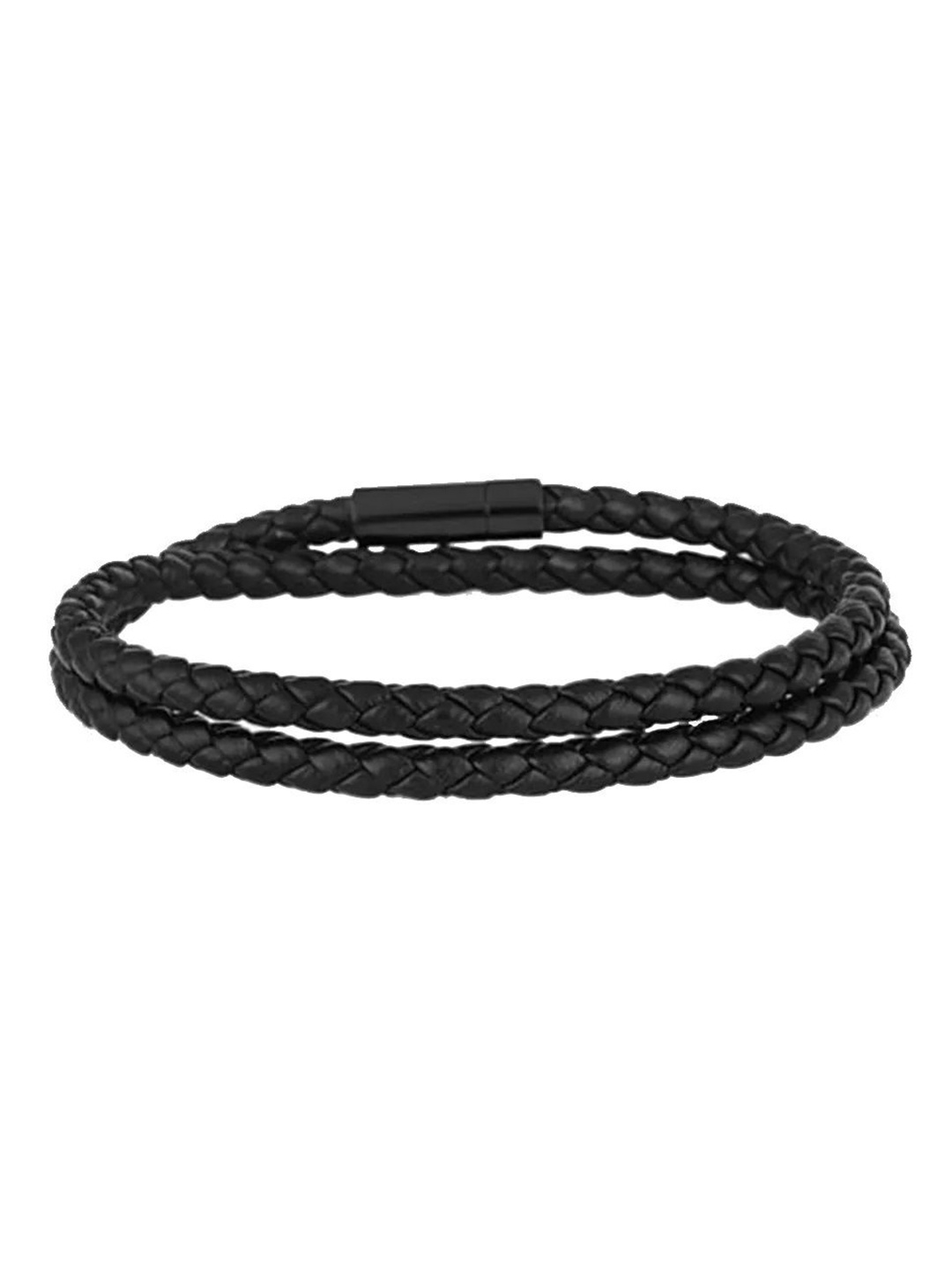 

SANTA BARBARA POLO & RACQUET CLUB Men Leather Wraparound Bracelet, Black
