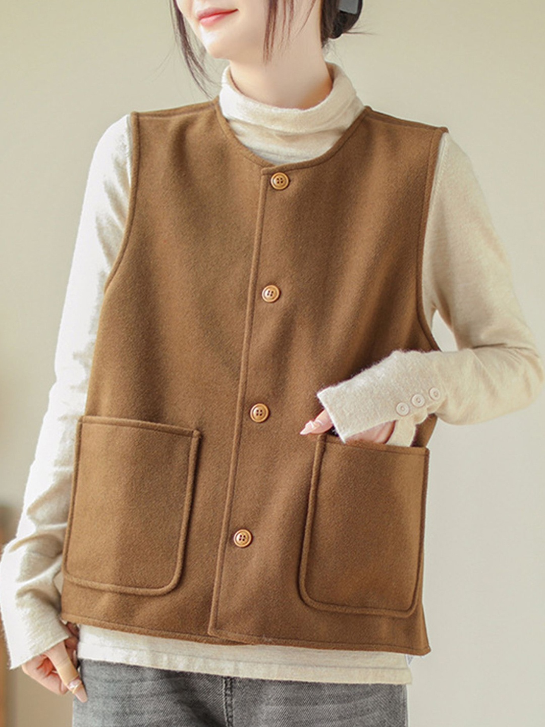 

LULU & SKY Women Sleeveless Sweater Vest, Camel brown