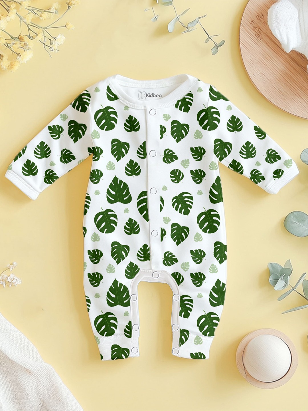 

Kidbea Infant Pure Organic Cotton Romper for Baby, Green