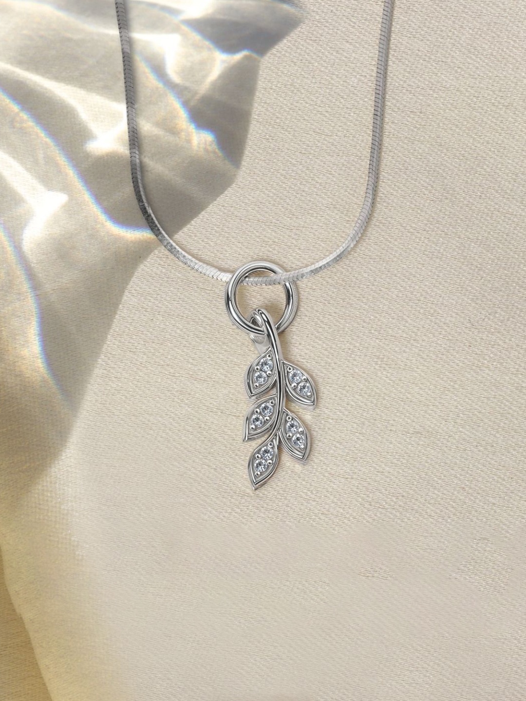 

HighSpark 92.5 Sterling Silver Cubic Zirconia Leaf-Charm Pendant