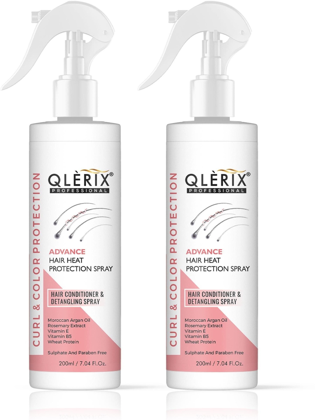 

QLERIX Advance Set Of 2 Hair Heat Protection- Conditioner & Detangling Spray - 200 ml, Transparent