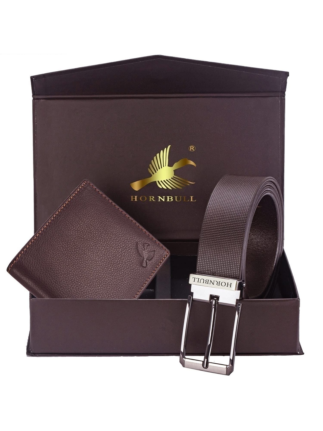 

Hornbull Men Maddison Leather RFID Protected Brown Wallet & Brown Belt Accessory Gift Set