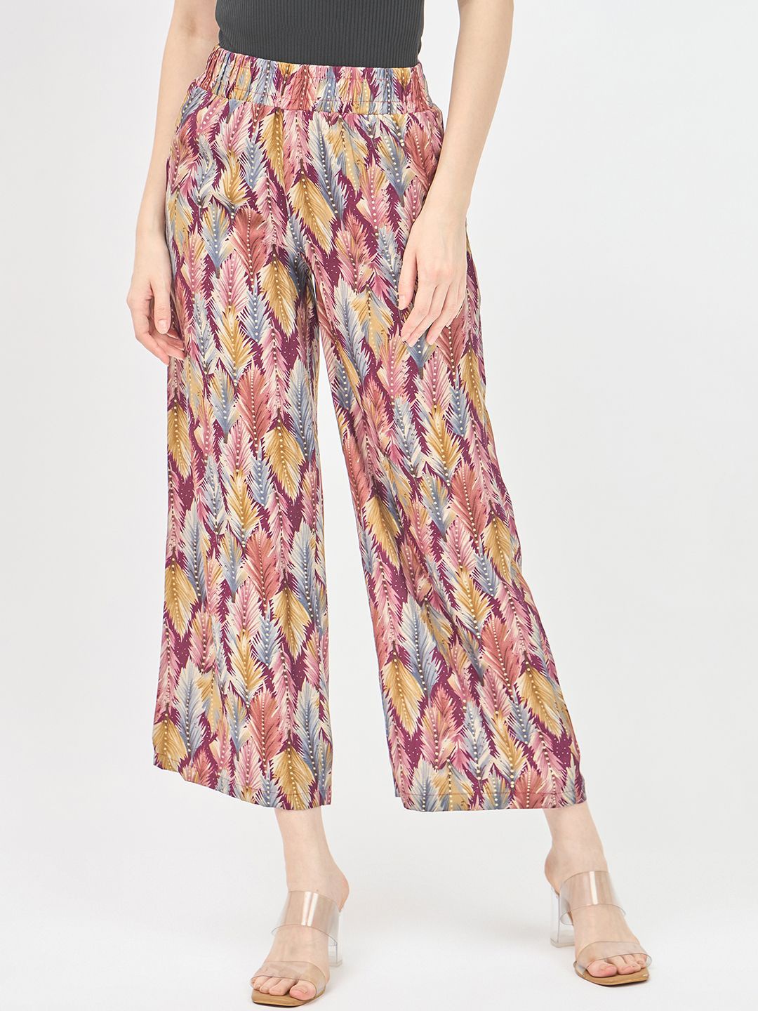 

Novio Women Printed Palazzos, Maroon