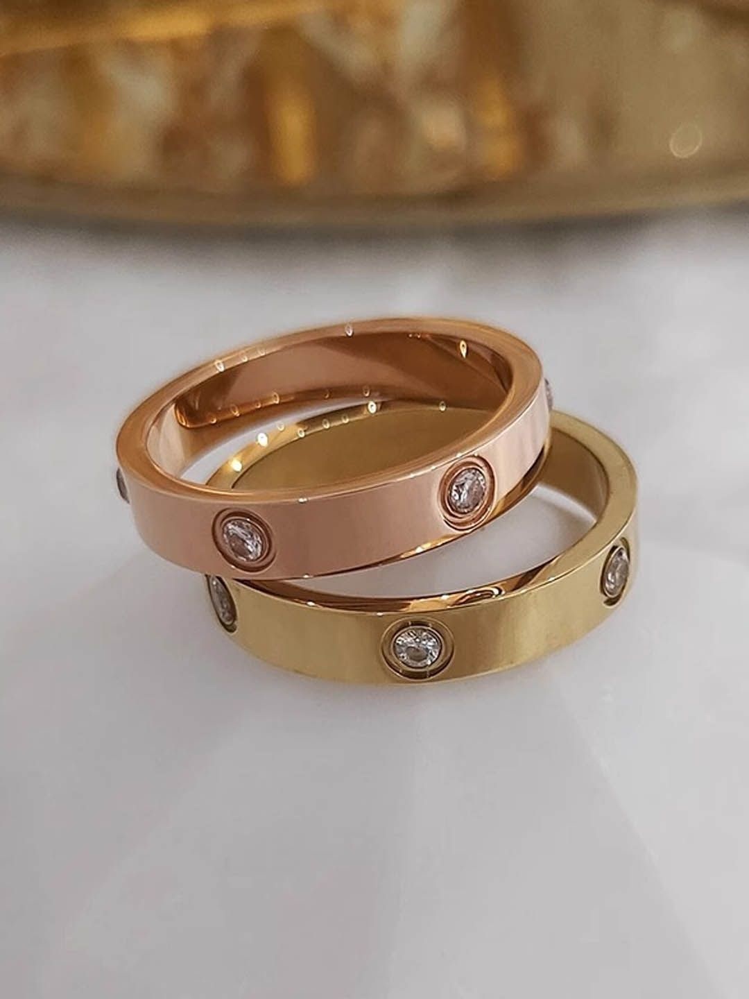 

StyleCast Gold-Toned Elegant Stone Studded Adjustable Finger Ring