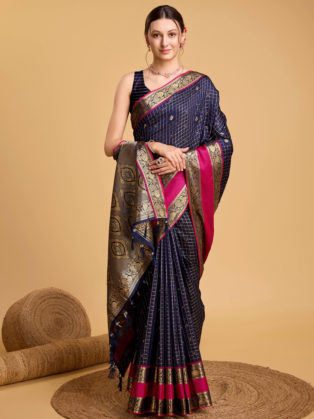 

Munir Woven Design Zari Banarasi Saree, Blue