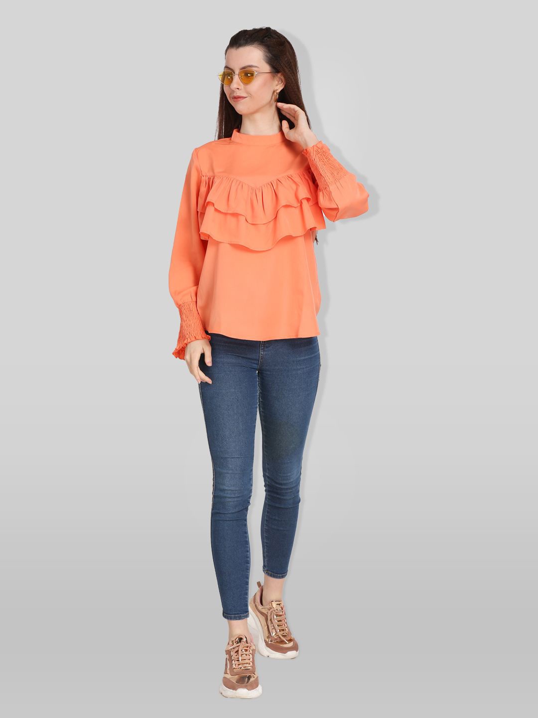 

DressBerry Bell Sleeve Top, Orange