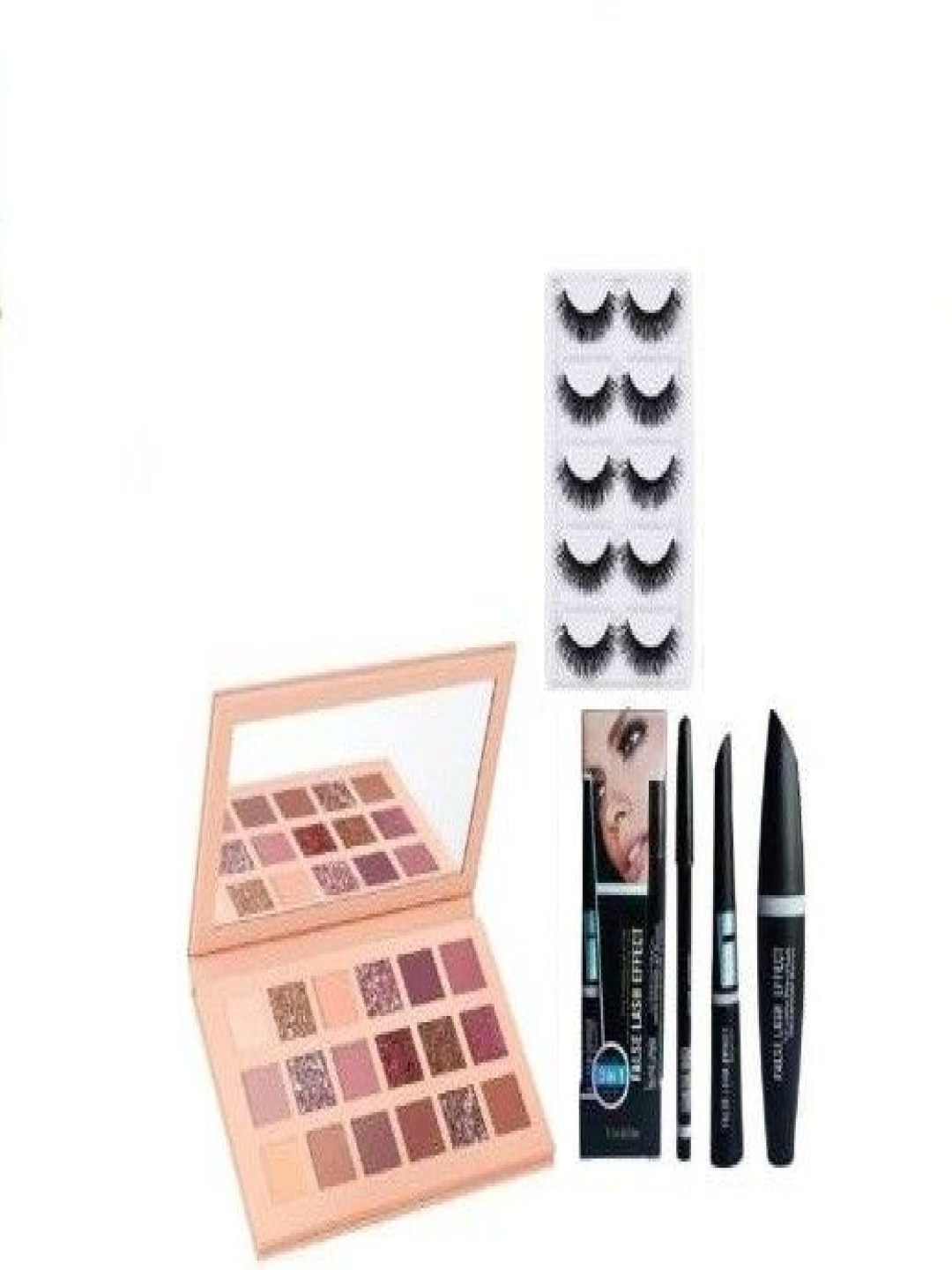 

Lenon Set Of 9 Eyeshadow Palette With False Eyelashes & 3 In 1 Eyeliner, Mascara & Kajal, Black