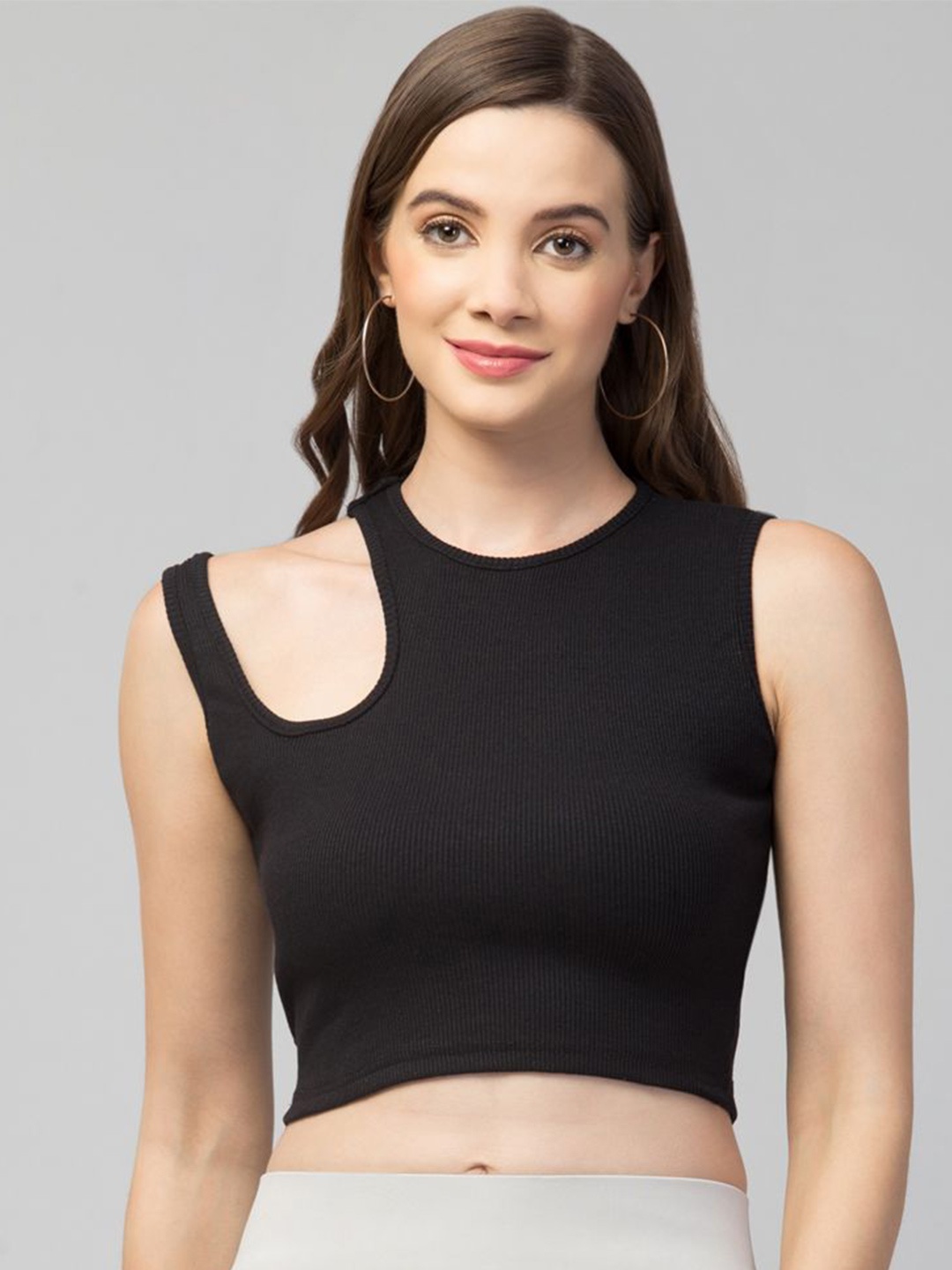 

Trend Level Cotton Crop Top, Black