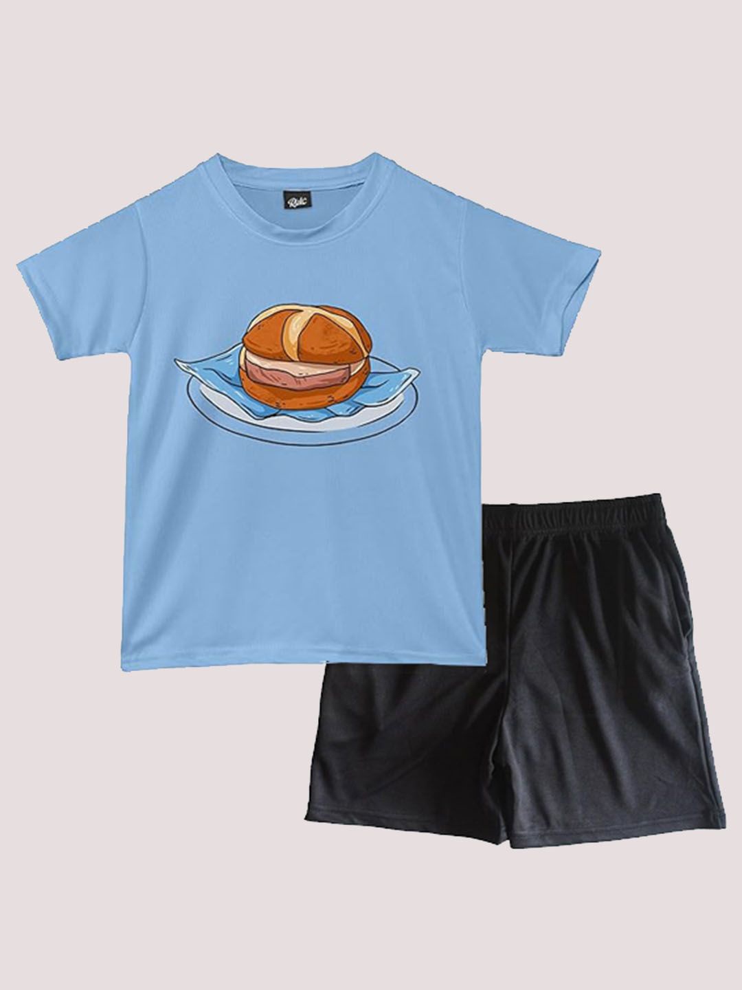 

RISH Unisex Kids Printed Round Neck T-Shirt With Shorts, Blue