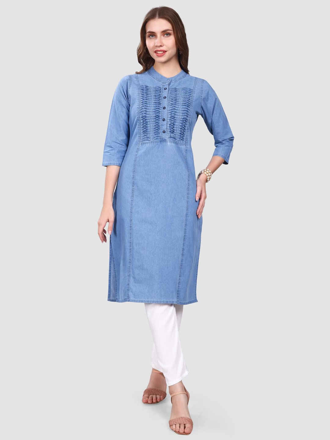 

SK Creation Embrioidered Denim Kurta, Blue