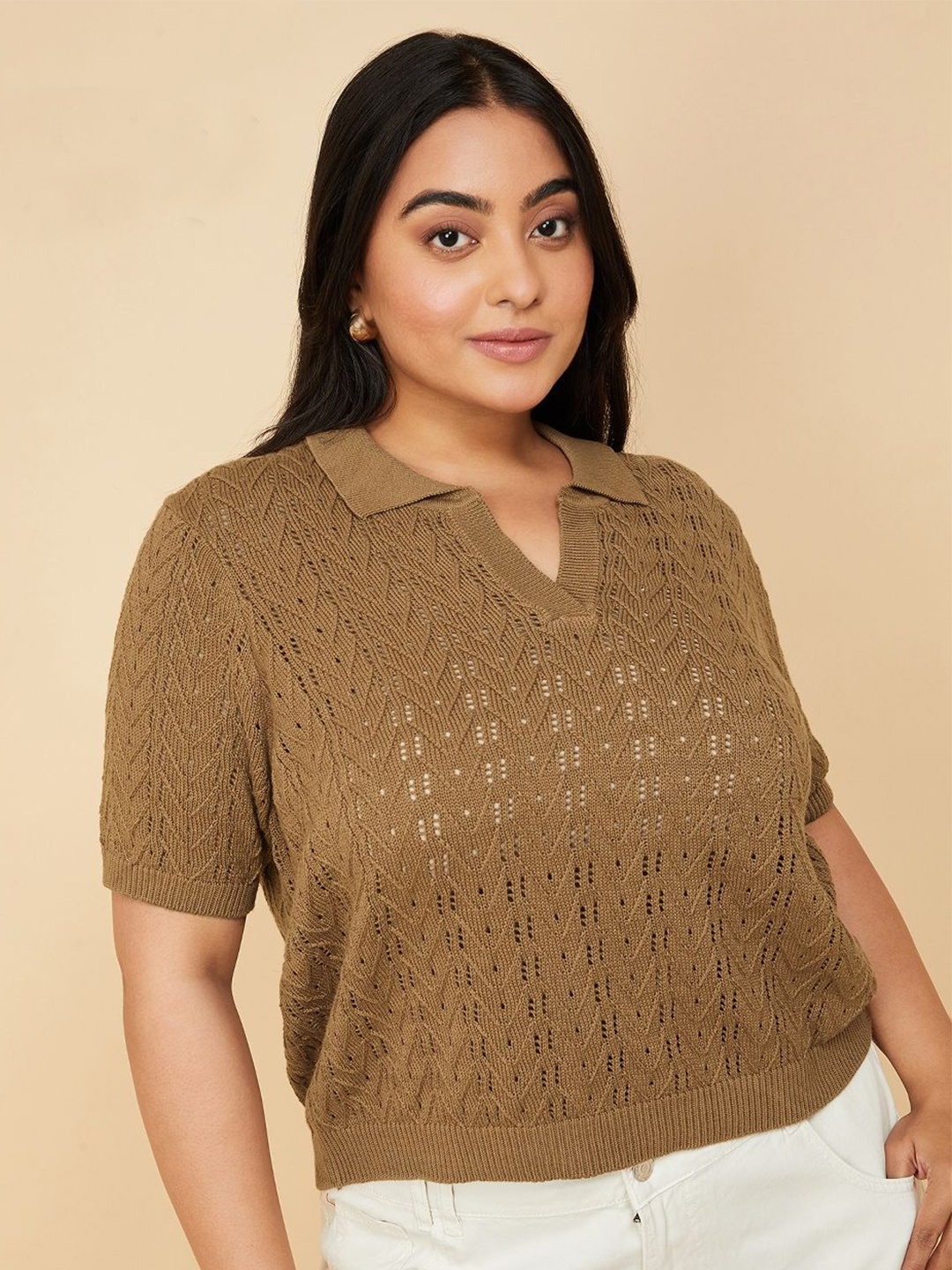 

max Women Plus size Print Top, Brown