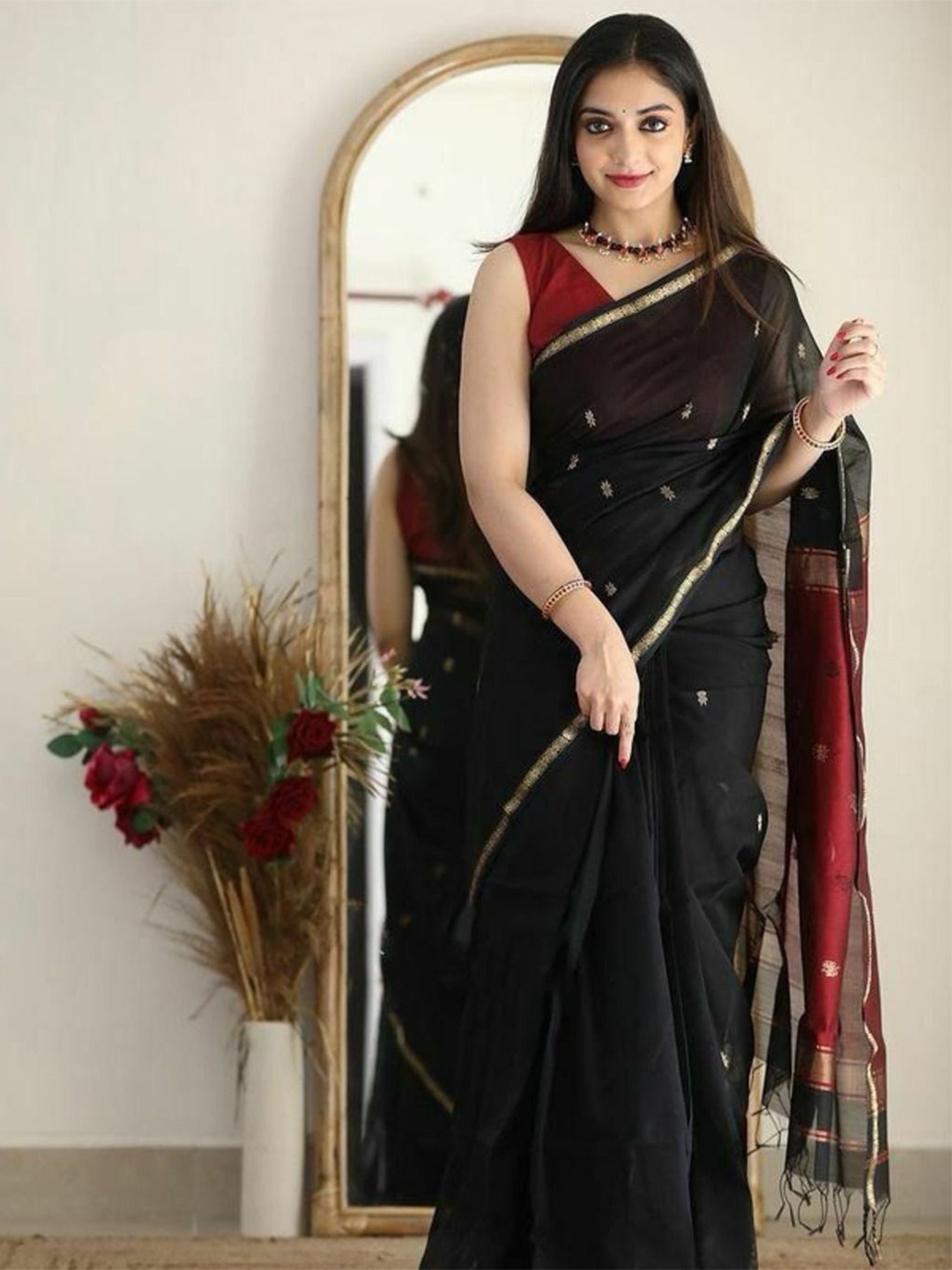 

Anouk Woven Design Zari Saree, Black