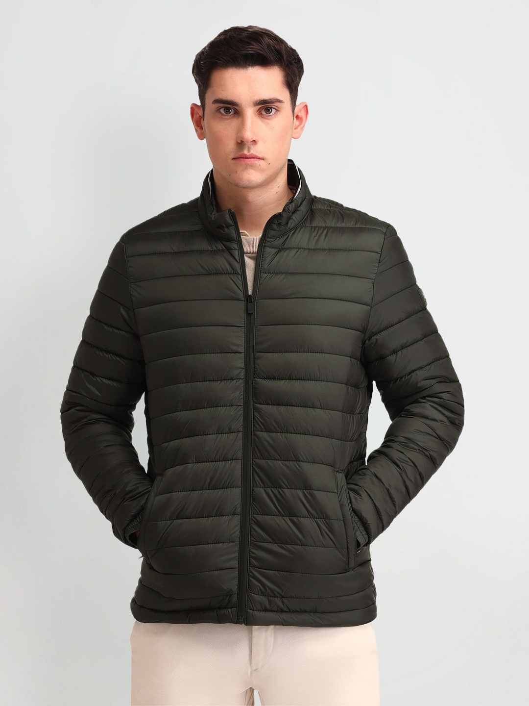 

Arrow Sport Men Solid Puffer Jacket, Olive