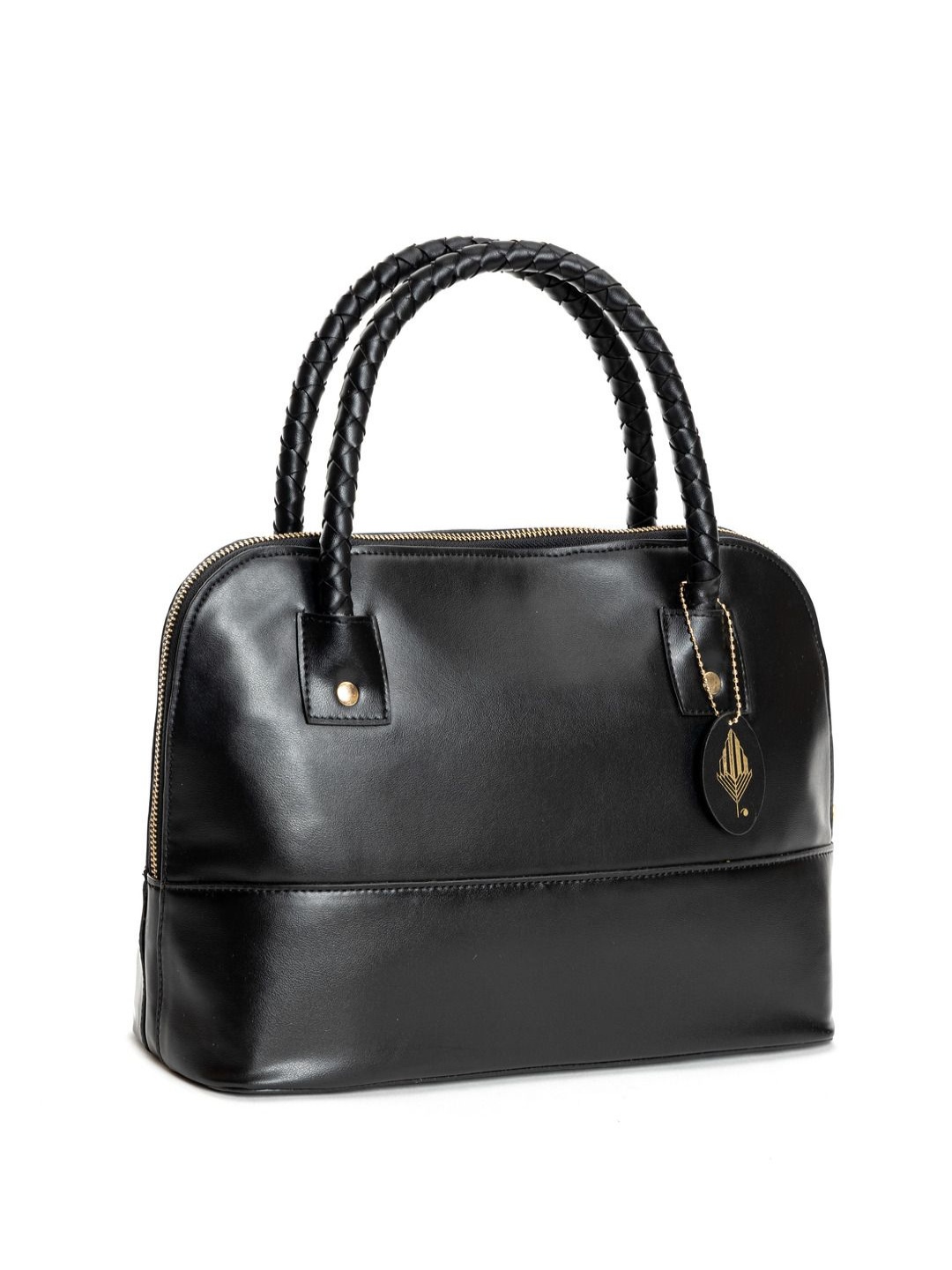 

Green Hermitage Women Solid Shopper Leather Shoulder Bag, Black