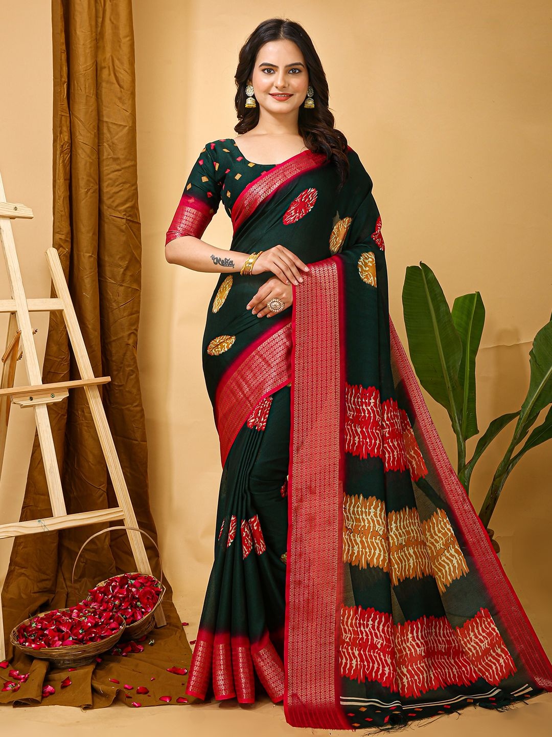 

Panzora Zari Saree, Green