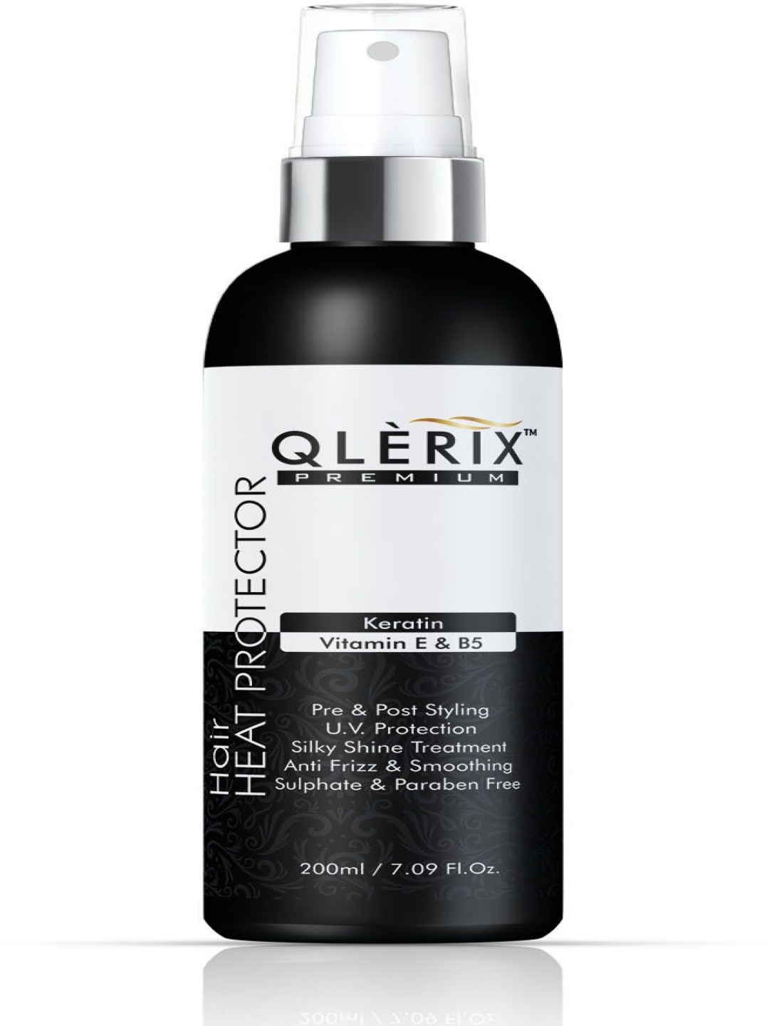 

QLERIX Hair Heat Protection Spray With Keratin - Vitamin E & B5 - 200 ml, Transparent